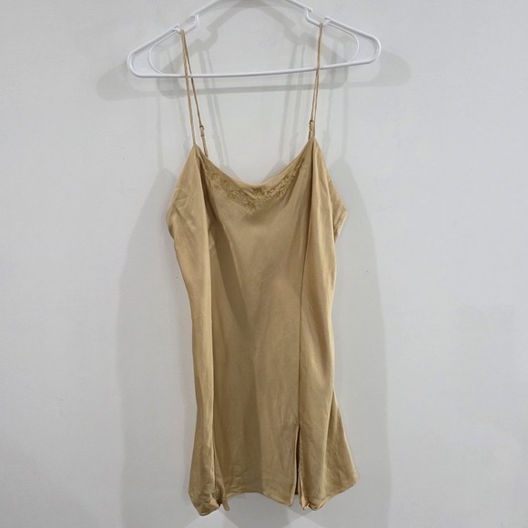 Victoria's Secret Other - Vintage Victorias Secret Silk Slip Dress Large Gold Floral Embroidered Coquette